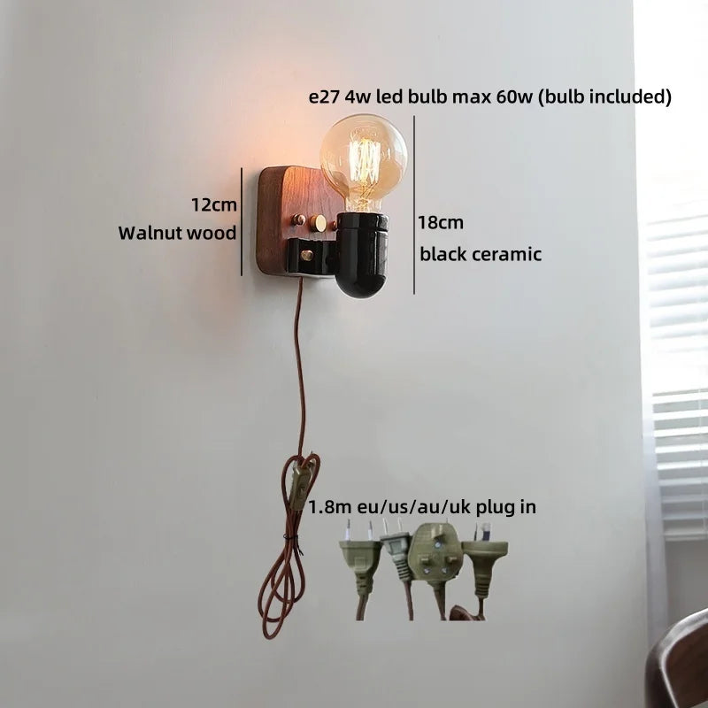 Axyaa Ceramic LED Wall Light Mirror Japan Style Bedside Lamp