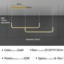 Axyaa Gold U-Shaped Linear LED Island Pendant Light for Kitchen & Dining