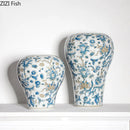 Axyaa Blue & White Vase: Retro Floral Texture, Table Decor, Aesthetic Room Accent