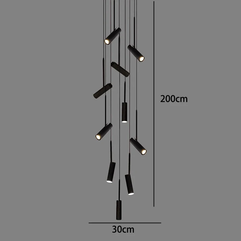 Axyaa Staircase Chandeliers Hanging Light Modern LED Pendant Lamps Indoor Living Room Lighting