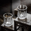 Axyaa Embossed Glass Spirits Cups Set of 6 - 50ml Small Wine Tea Drinking Glass