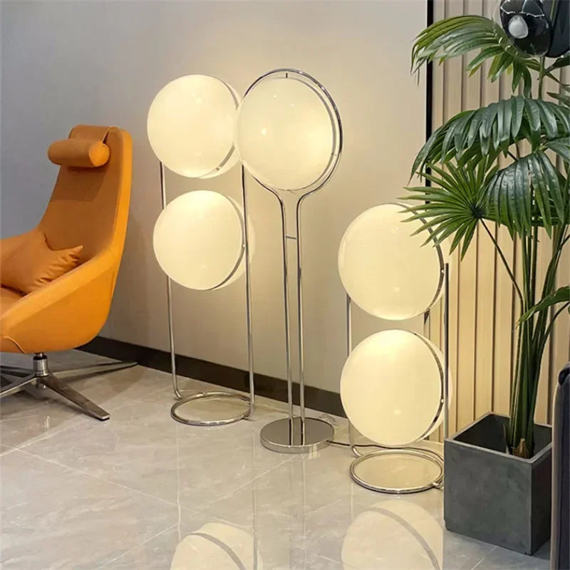 Axyaa Chrome Metal Acrylic Ball Floor Lamp White - Stylish Living Room Decor