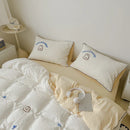 Axyaa Cute Bread Rabbit Embroidery Bedding Set, Soft Single/Double Duvet Cover & Pillowcases