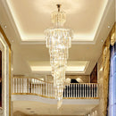 Axyaa Gold Crystal Pendant Chandelier for Duplex Building Staircase