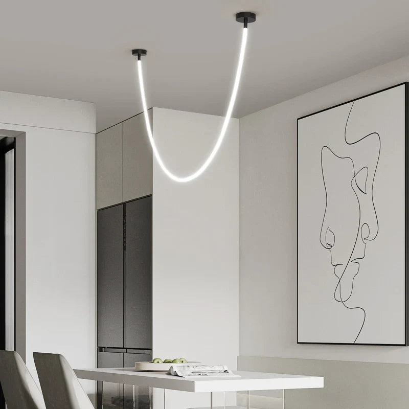 Axyaa Designer Minimalist Line Chandelier for Loft Penthouse Stairs exhibition