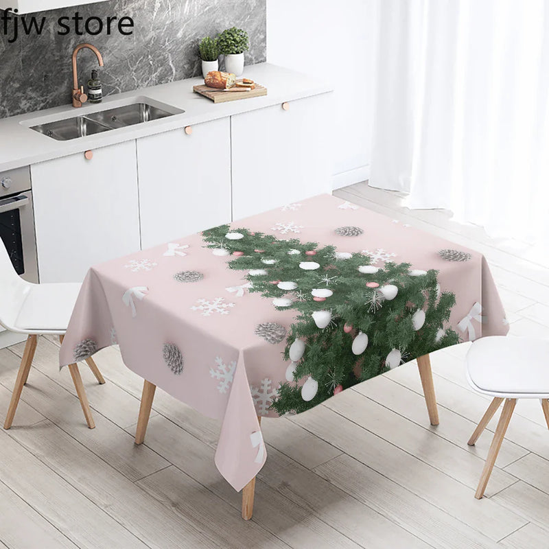 Axyaa Christmas Wreath Tree Tablecloth for Wedding Party Home Decoration