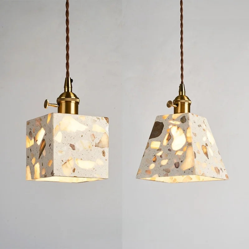 Axyaa Nordic LED Pendant Lamp Terrazzo Hanging Lights