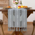 Axyaa Rustic Bed Runner with Tassel - Ivory/Grey/Green/Blue
