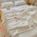Axyaa Cartoon Rabbit Flannel Blanket: Winter Cozy Throw for Bed, Sofa, Travel