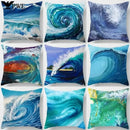 Axyaa Ocean Blue Wave Pattern Cushion Cover for Home Living Room Sofa