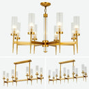 Axyaa Gold Metal Glass Pendant Light with LED, Chain Hanging Lamp for Modern Living Room