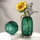 Axyaa Cactus Green Glass Vase Desk Decoration for Hydroponic Flowers