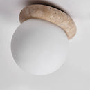 Axyaa Yellow Travertine Ceiling Light Warm LED Lamp for Small Home