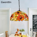 Axyaa Sunflower Tiffany Glass Pendant Light Modern Hanging Lamp for Dining Room Kitchen Decor