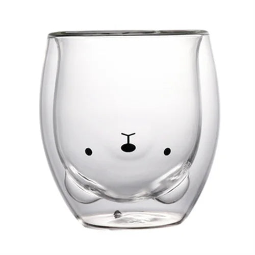 Axyaa Animal Design Double Wall Glass Mug - Perfect Gift