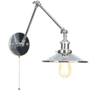Axyaa Industrial Lens Vintage Loft Wall Lamp with Swing Arms and Pull Chain Switch