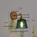 Axyaa Brass Finish Glass Wall Sconce Light with Pull Chain Switch