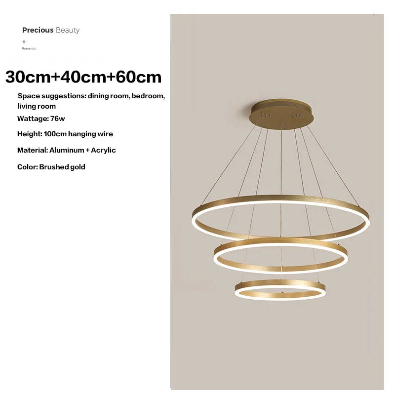 Axyaa Black LED Ring Chandelier Ceiling Light, Modern Circular Pendant for Kitchen, Living, and Dining Rooms.