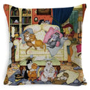 Cute Cat Pattern Linen Cushion Cover by Axyaa for Home Decor
