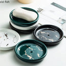 Axya Marbled Ceramic Soap Dish with Drain Holes for Bathroom Storage