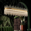 Luxury Glass LED Chandelier by Axyaa: Gold Metal Dimmable Pendant Lamp