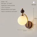 Axyaa Neoclassical Wood Wall Sconce with High CRI Japanese Glass Bedside Lamp