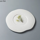 Axyaa White Bead Ceramic Plate - Steak, Pasta, Dessert, Molecular Cuisine Tableware