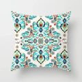 Light Blue Green Mint Geometric Print Boho Pillowcase Set by Axyaa