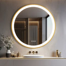 Axyaa Round LED Wall Mirror Gold Frame Anti-fog 3 Color Memory