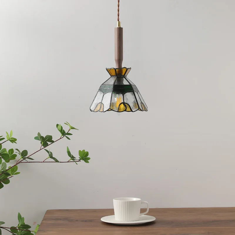 Axyaa Glass Walnut LED Pendant Lamps Copper Modern Pendant Lights