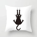 Axyaa Decorative Pillow Cover 45x45cm Polyester Square Black Cat Skull Design
