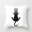 Axyaa Decorative Pillow Cover 45x45cm Polyester Square Black Cat Skull Design