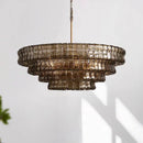 Axyaa Smoke Gray Glass Chandeliers: Classic Round Gold Lustres for Home Ceiling Lighting