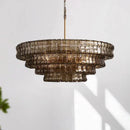 Axyaa Smoke Gray Glass Ceiling Chandeliers - Classic Round Gold Lustres Lamparas