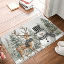 Axyaa Snowman & Fawn Printed Non-Slip Floor Mat for Home Décor