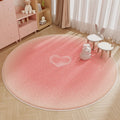 Axyaa Gradient Color Plush Round Carpet - Pink Soft Fluffy Bedroom Rug