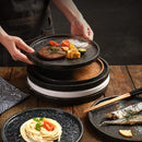 Axyaa Ceramic Stone Pattern Steak Plate for Pasta, Pizza & Japanese Cuisine