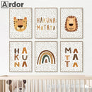 Boho Lion Tiger Rainbow Wall Art Print Canvas Picture for Axyaa Nursery Decor