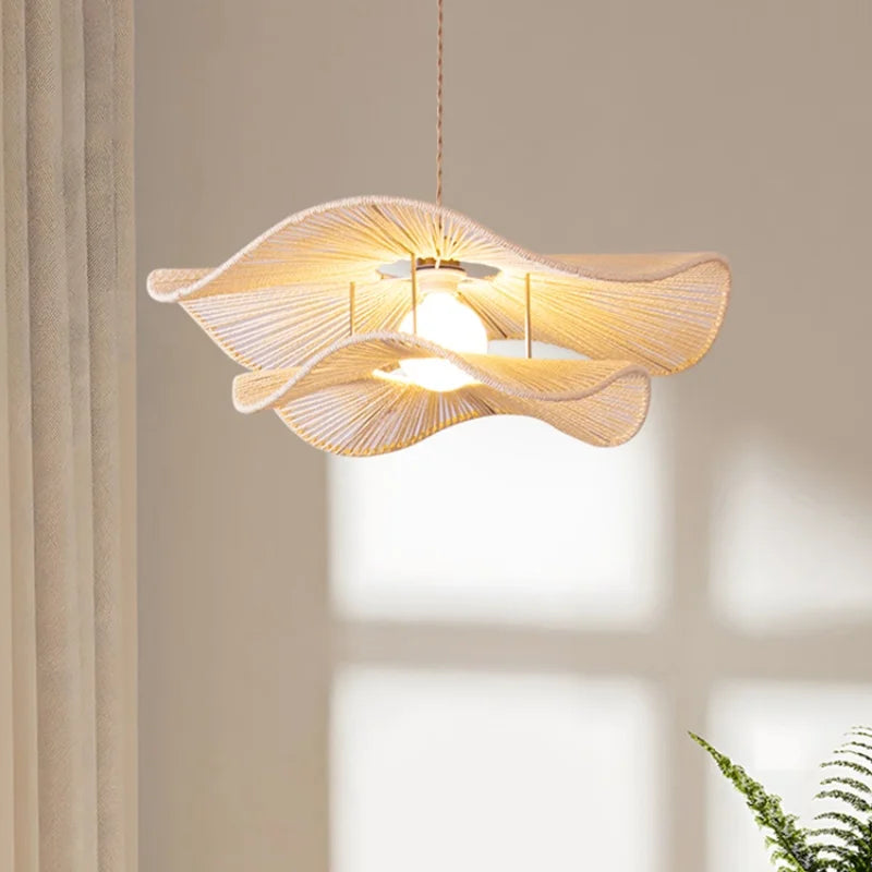 Axyaa Hand-Knitted Hemp Rope Pendant Light for Dining Room and Bar.