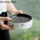 Axyaa Hand-painted Butterfly Orchid Ceramic Pot for Tea Table