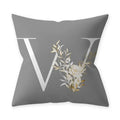 Axyaa Grey Flowery Print Alphabetic Cushion Cover for Home Sofa Decor 45x45cm