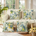 Axyaa Lemon Bird Short Plush Pillow Covers - Set of 4, 18x18inch