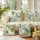 Axyaa Lemon Bird Short Plush Pillow Covers - Set of 4, 18x18inch