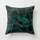 Axyaa Teal Blue Geometric Pillow Cases with Letter Leaves Plant Print, Deer Animal Design.