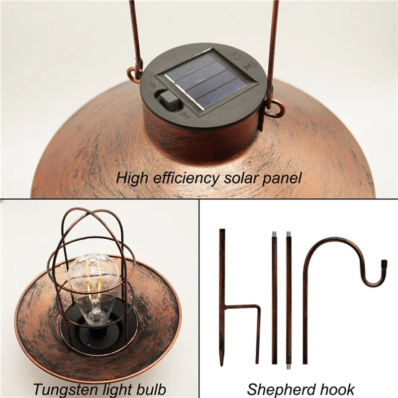 Axya Retro Solar LED Oil Lamp: Portable Flickering Flameless Lantern for Outdoor Decor