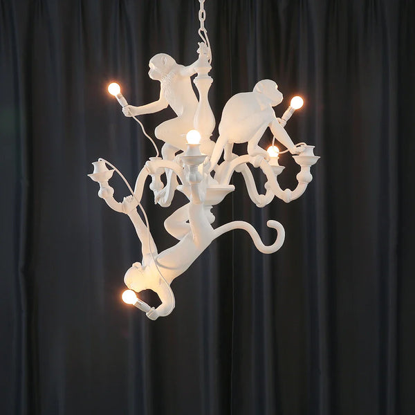 Axyaa Monkey Pendant Chandelier - Resin Animal Hanging Lamp for Unique Living Room Decor