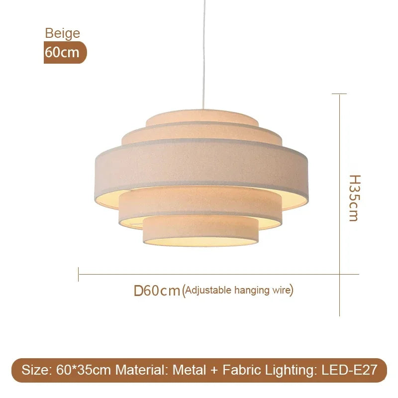 Axyaa White Fabric Pendant Light Japan Cloth Chandelier