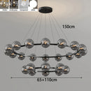 Axyaa Modern Glass Ball LED Chandelier Black/Gold Metal Pendant Light