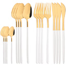 Axyaa Black Gold Mirror Stainless Steel Cutlery Set Dinnerware Flatware Knife Spoon Fork