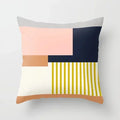 Nordic Pink Yellow Geometry Cushion Cover Abstract Art Pillowcase - Axyaa